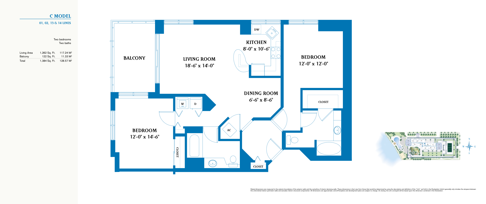 Floorplan C, The Waverly unit 702