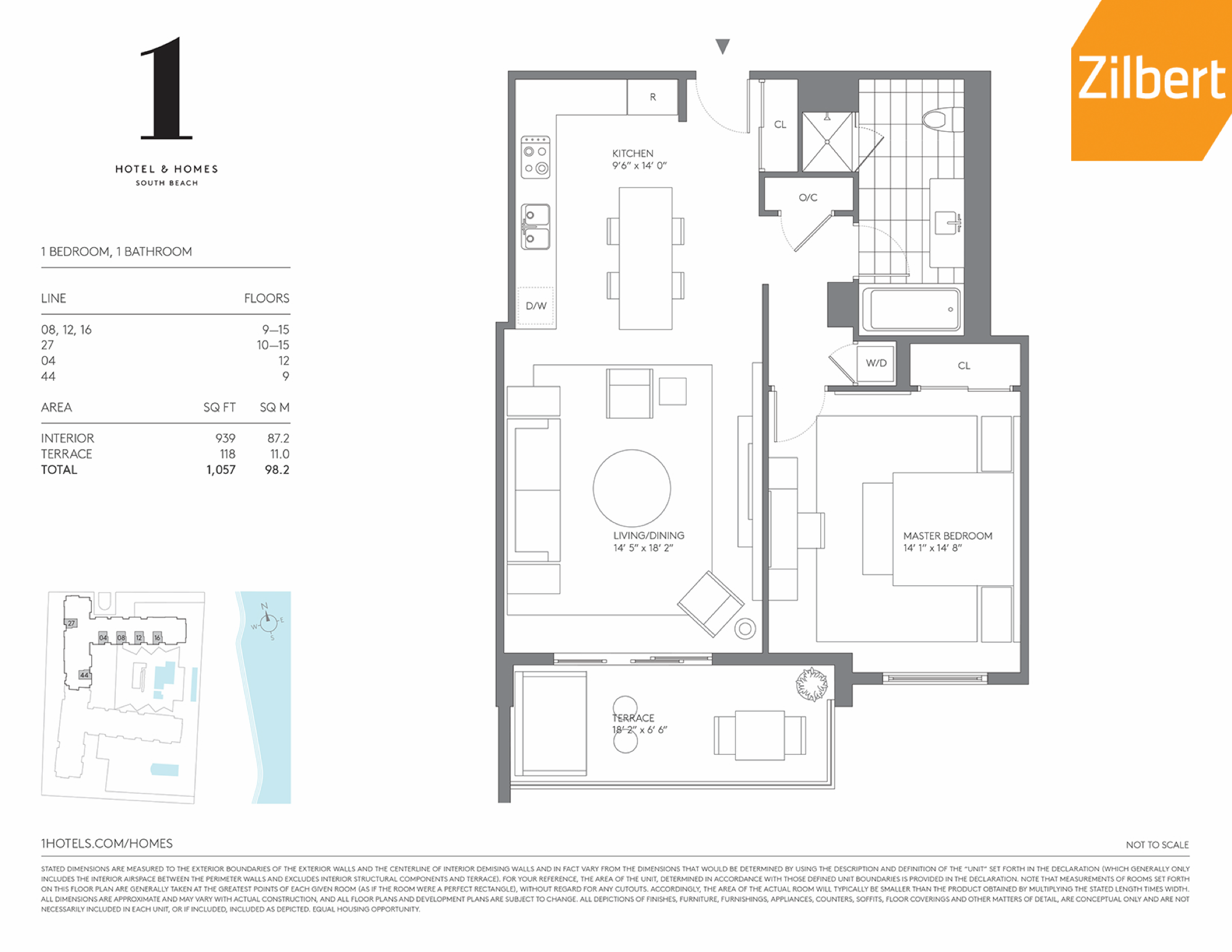 Floorplan 1a, 1 Hotel & Homes South Beach unit 1427