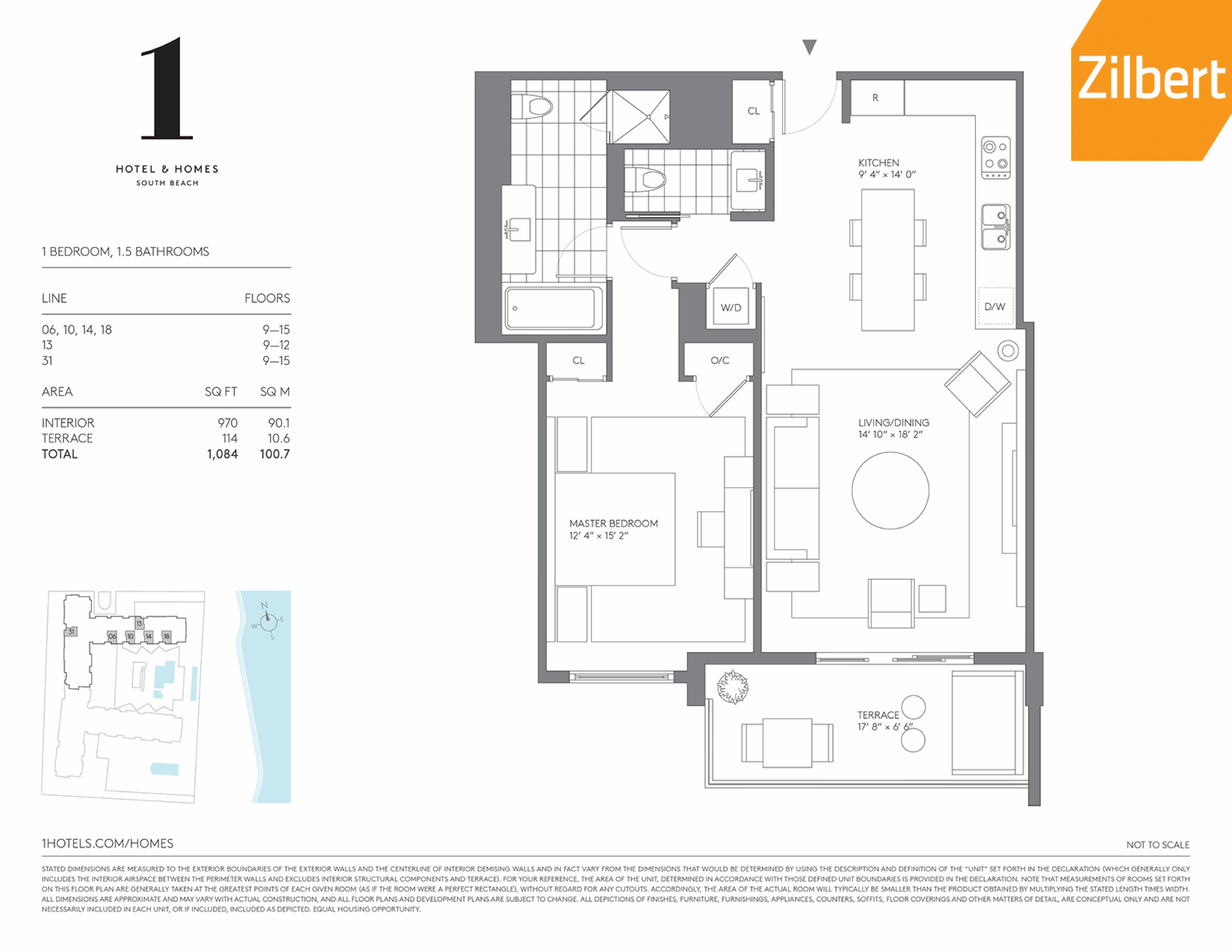 Floorplan 1b, 1 Hotel & Homes South Beach unit 1210
