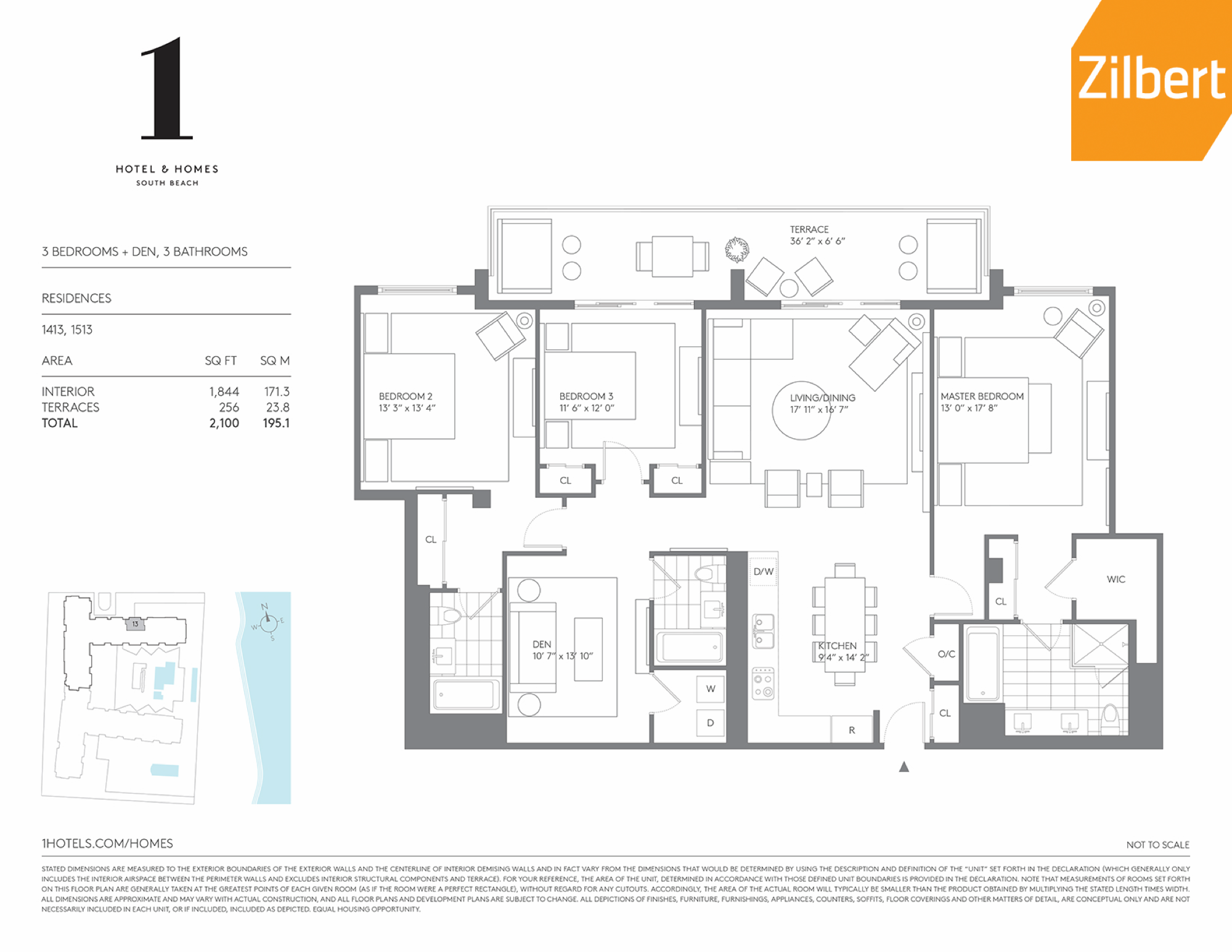 1 Hotel & Homes South Beach floorplan 3c