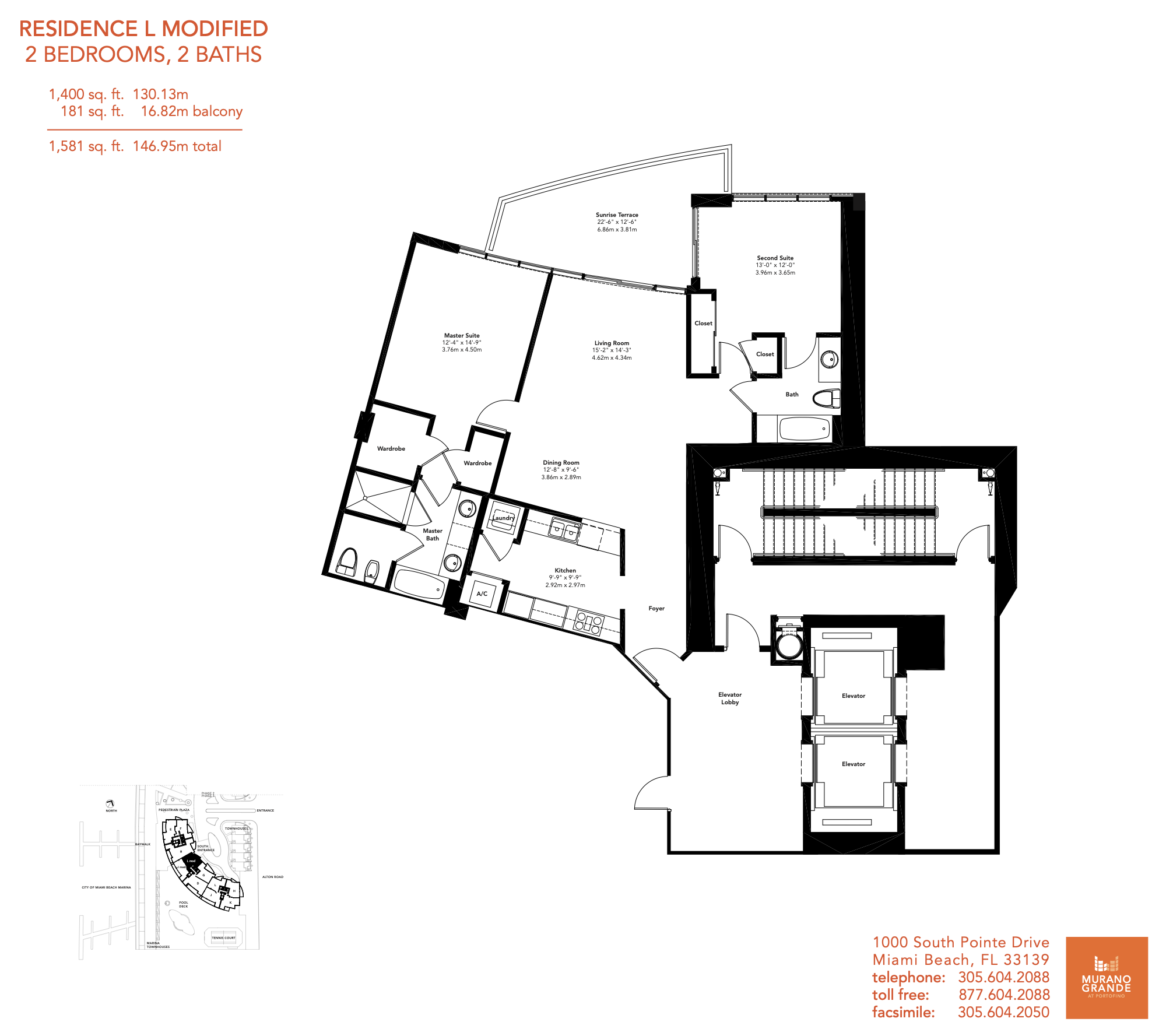 Floorplan Lm, Murano Grande unit 1405