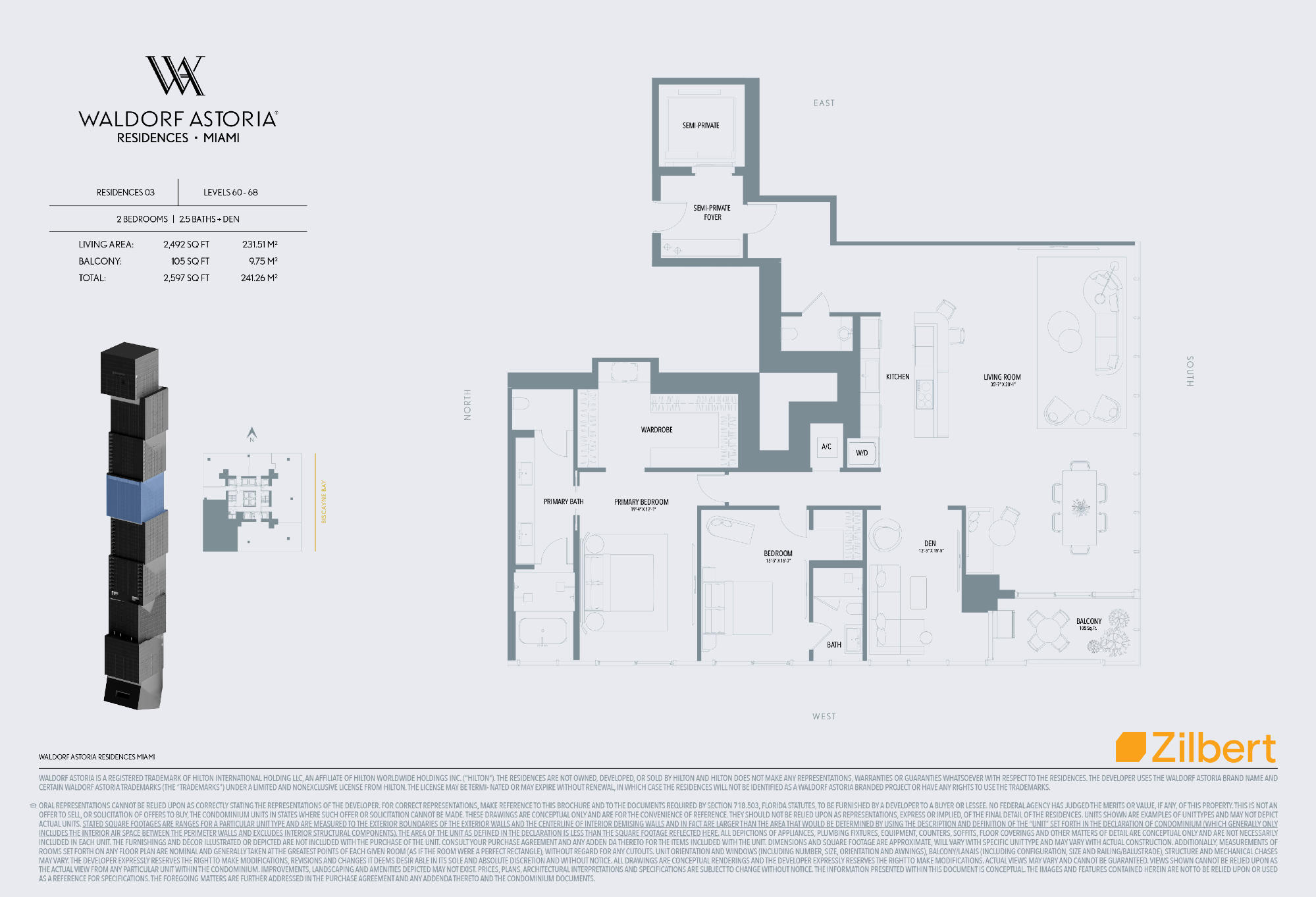 Waldorf Astoria Miami floorplan 03-6068