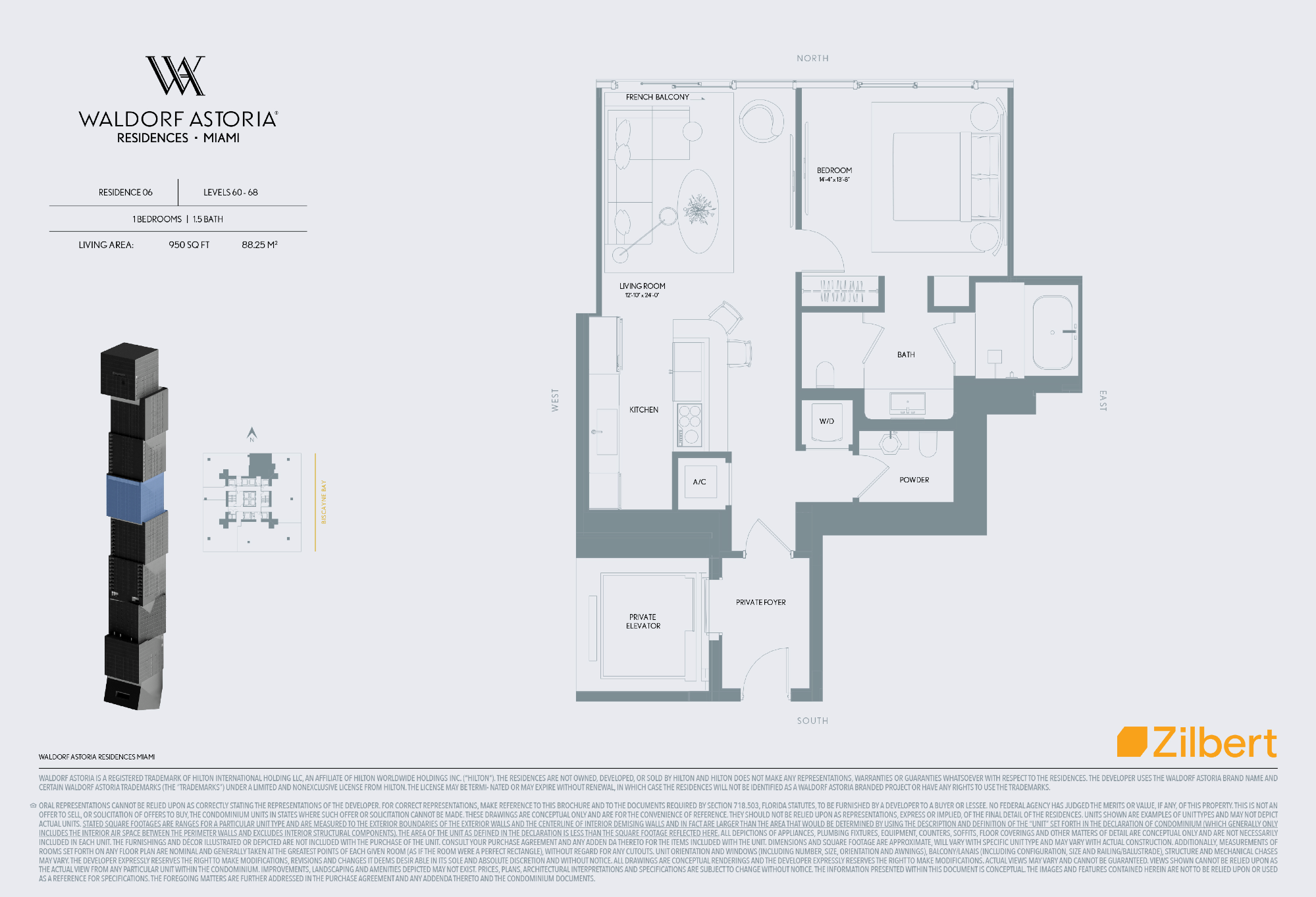 Waldorf Astoria Miami floorplan 06-6068