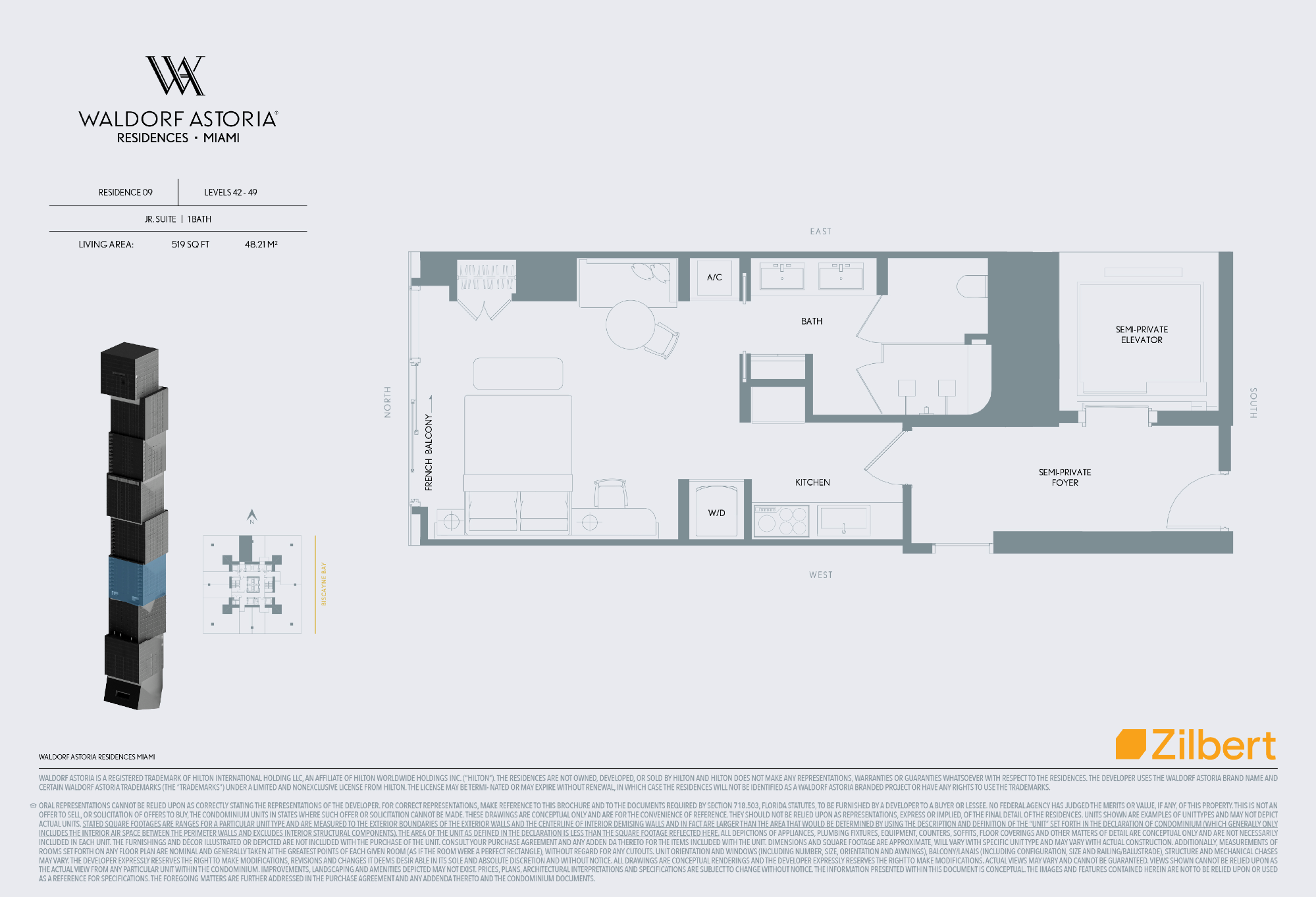 Waldorf Astoria Miami floorplan 09-4249