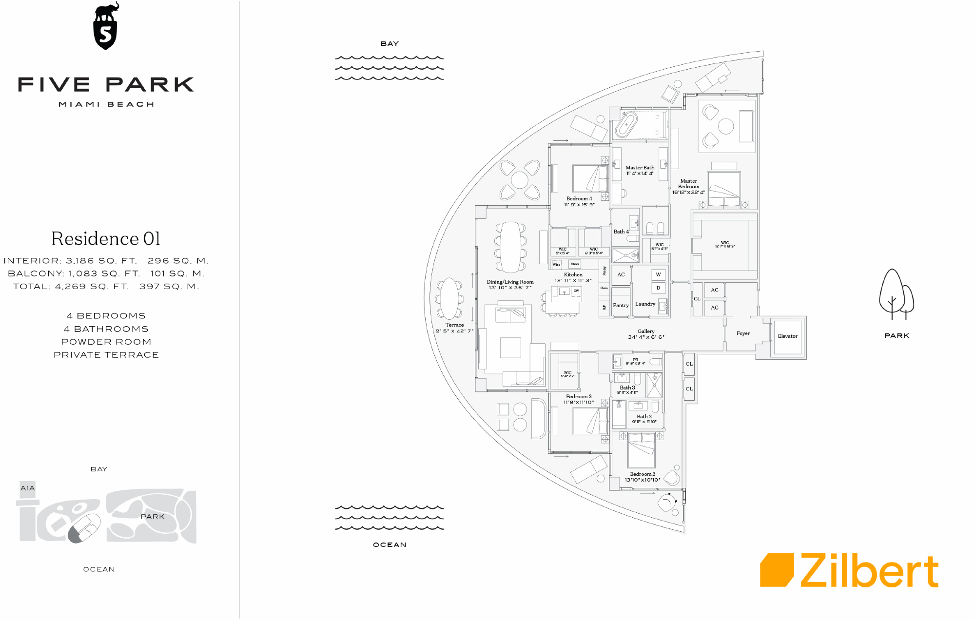 Floorplan Canopy 01, Five Park unit 4401