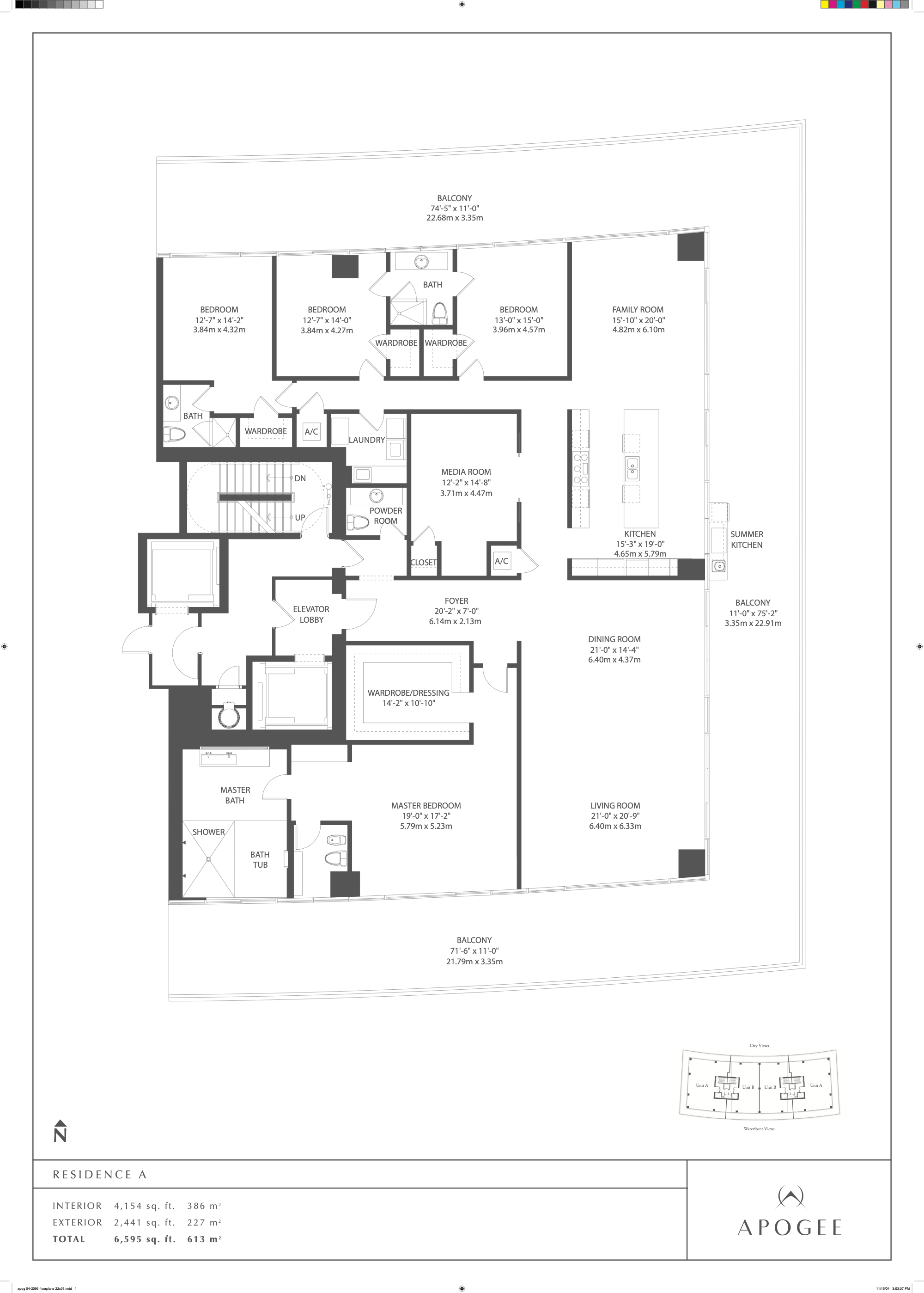 Floorplan A, Apogee unit Penthouse 2204