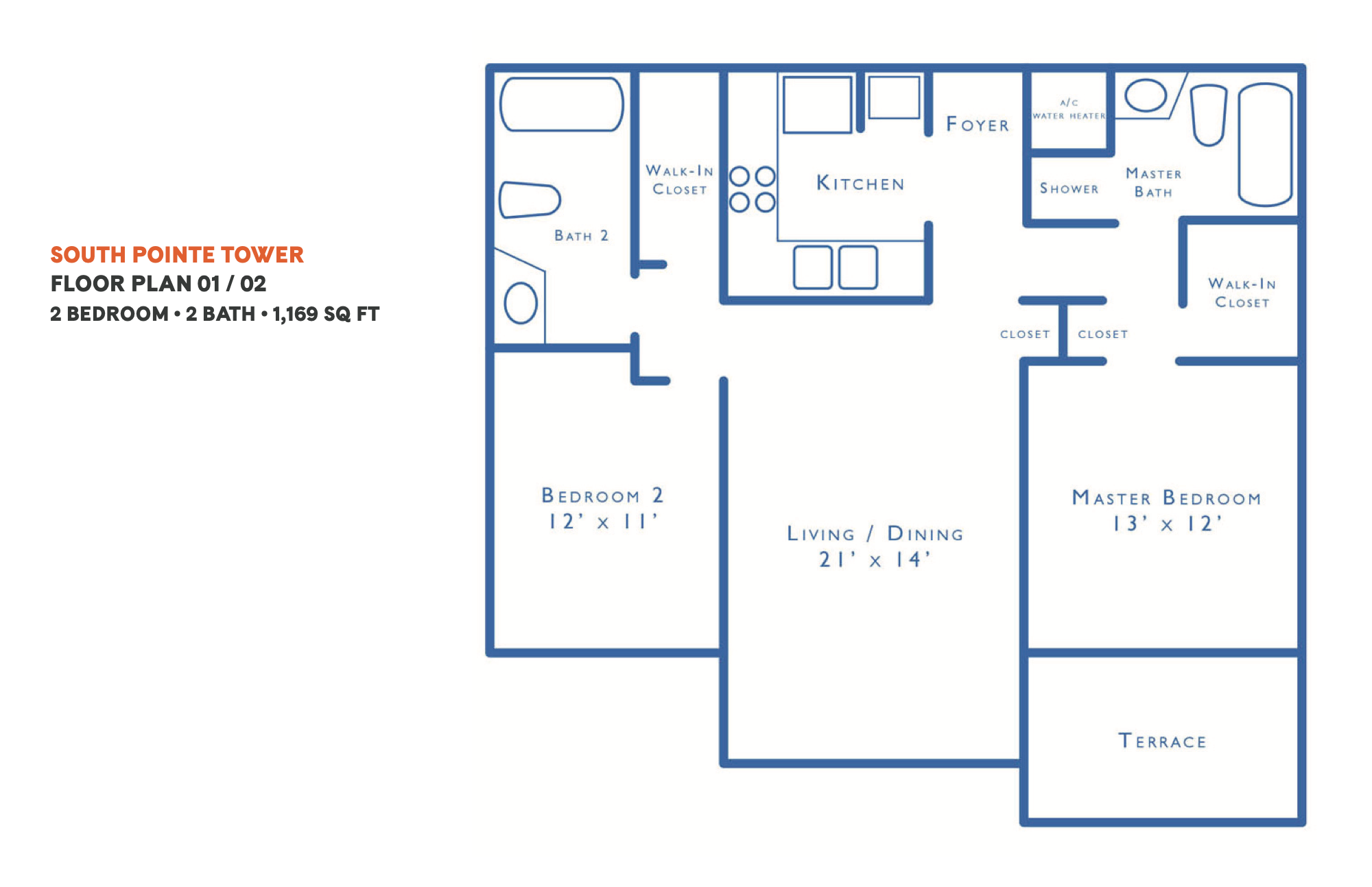 Floorplan 01, South Pointe Towers unit 1501