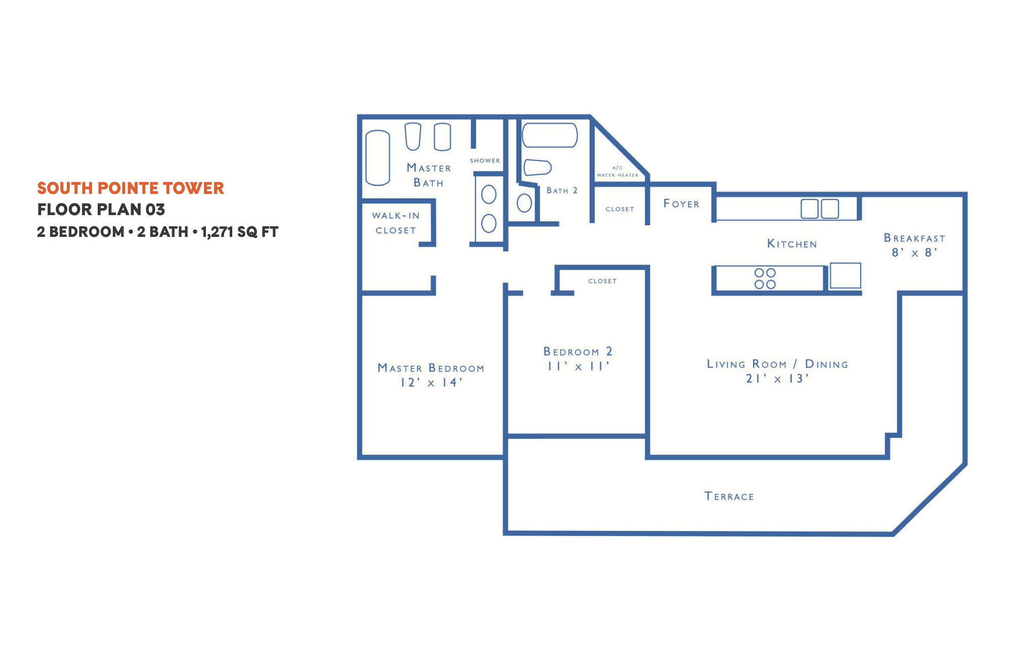 Floorplan 03, South Pointe Towers unit 1003