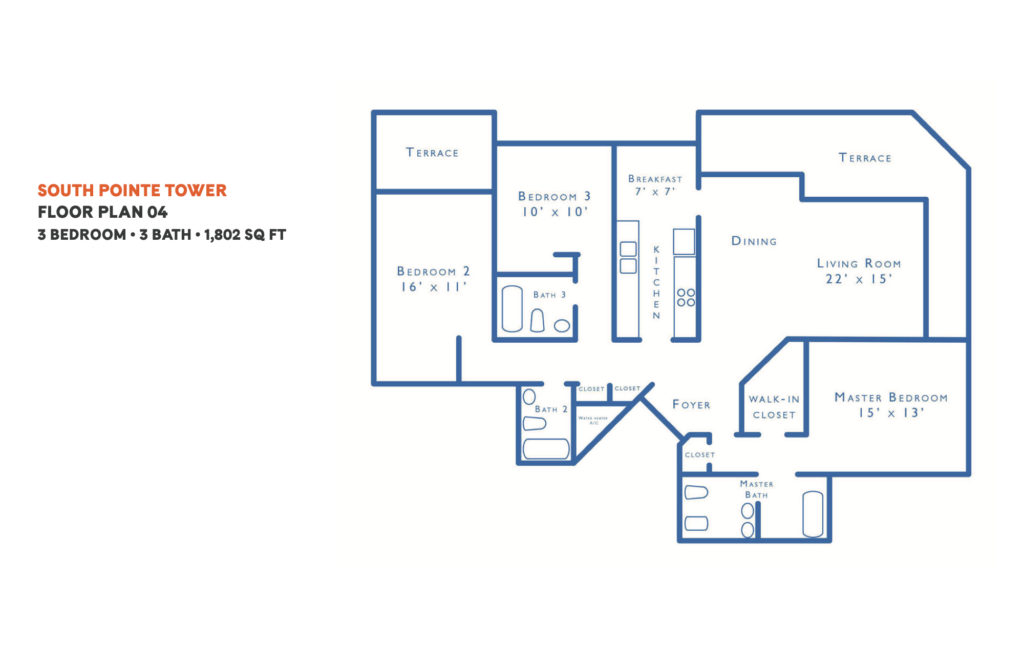 Floorplan 04, South Pointe Towers unit 2304