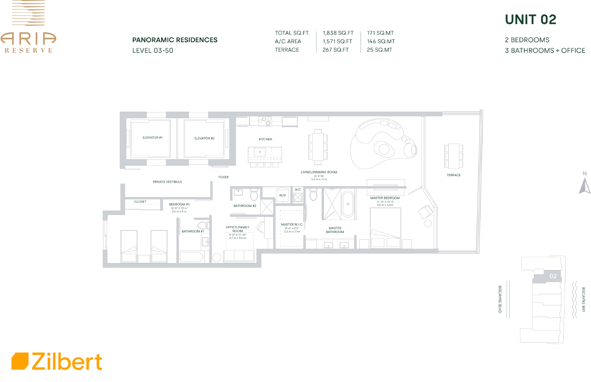 Floorplan 02, Aria Reserve South Tower unit 3502