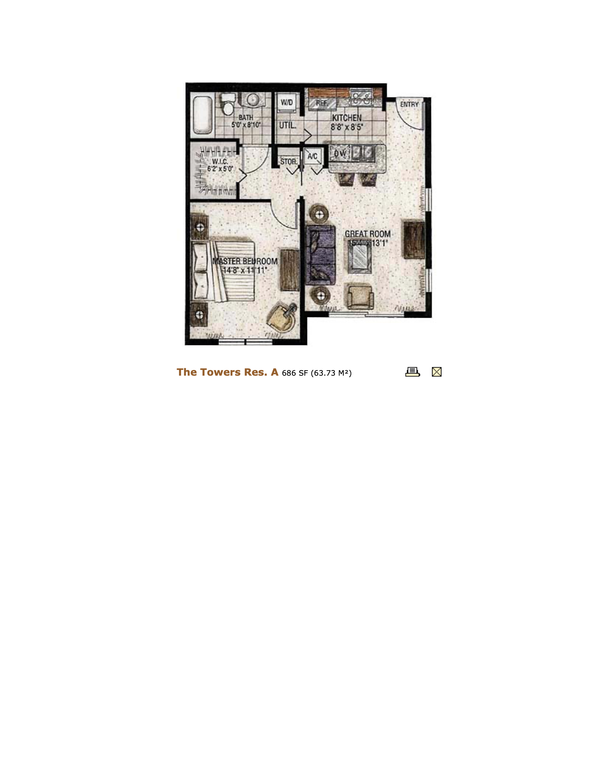 Floorplan A, Cosmopolitan Towers unit 2420