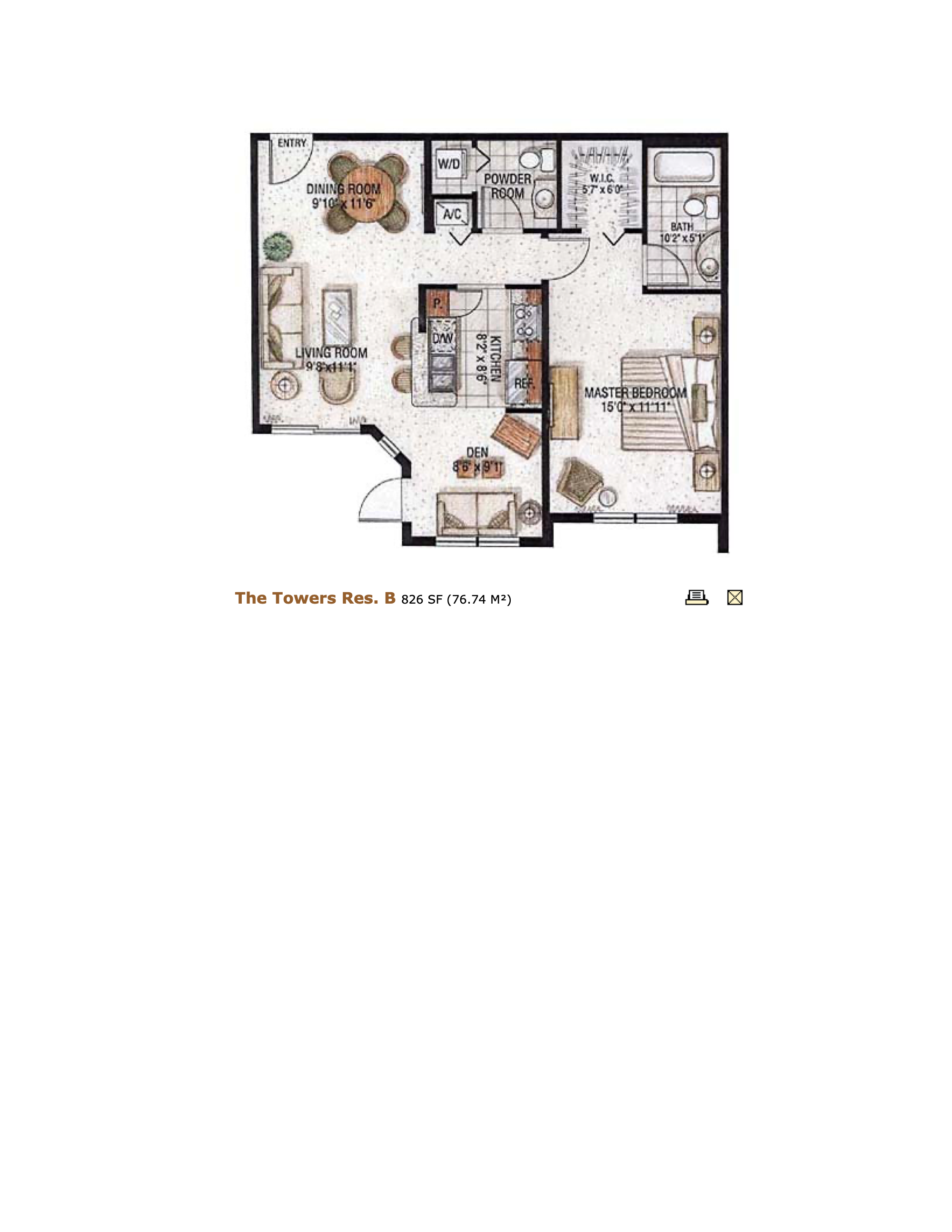 Floorplan B, Cosmopolitan Towers unit 1709