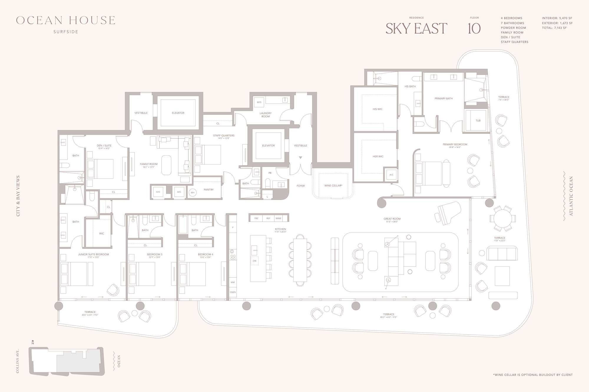 Ocean House Surfside floorplan Sky East FL 10