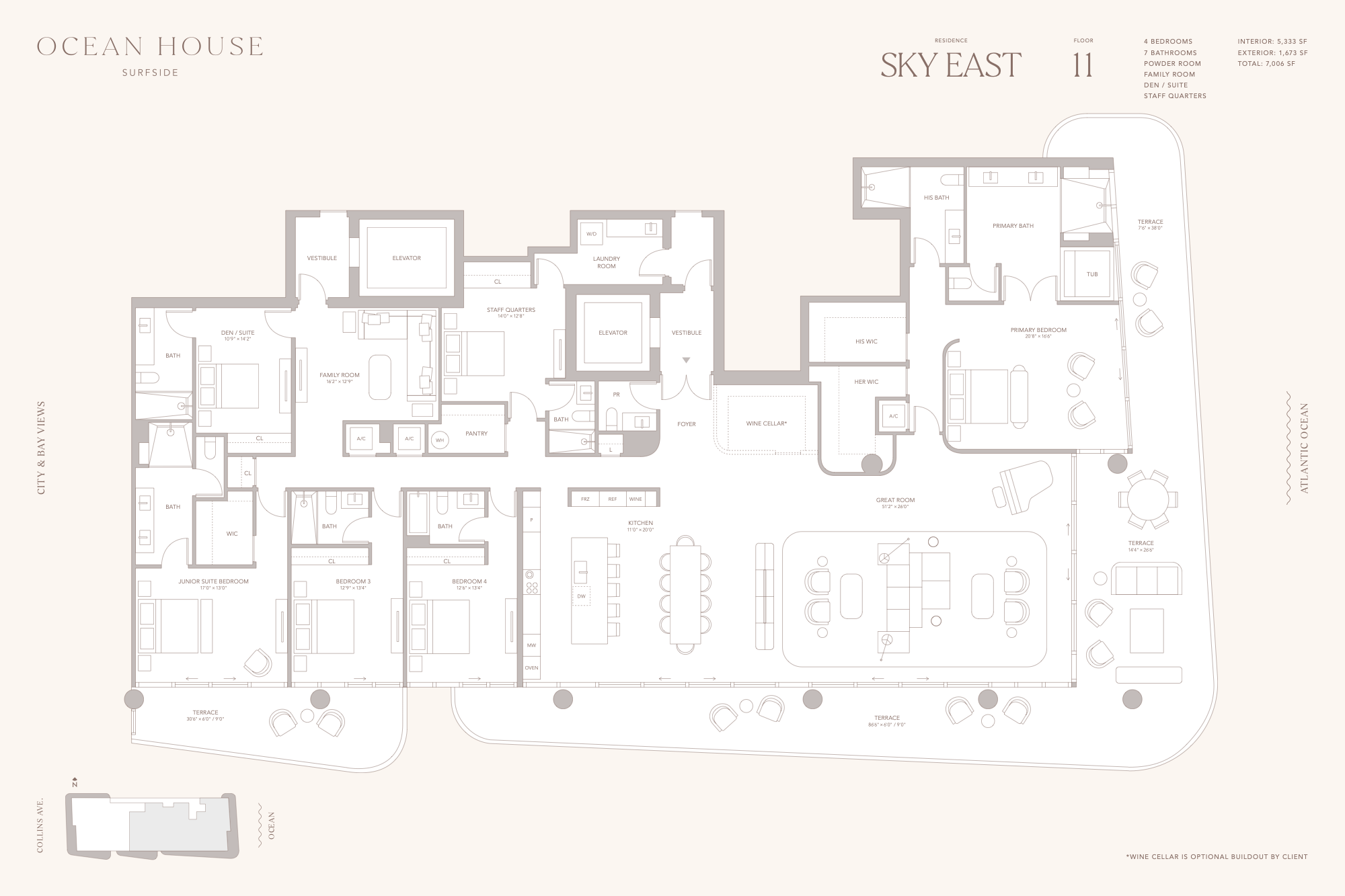 Ocean House Surfside floorplan Sky East FL 11