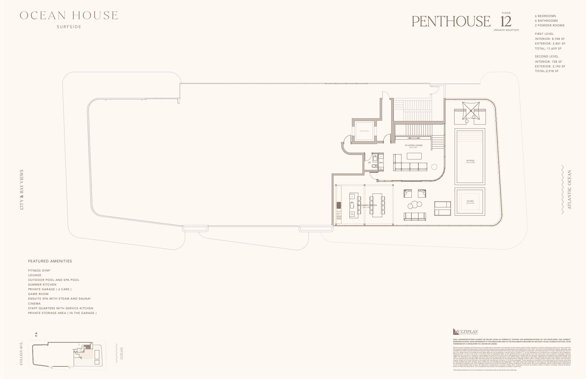 Ocean House Surfside floorplan Penthouse Second Level