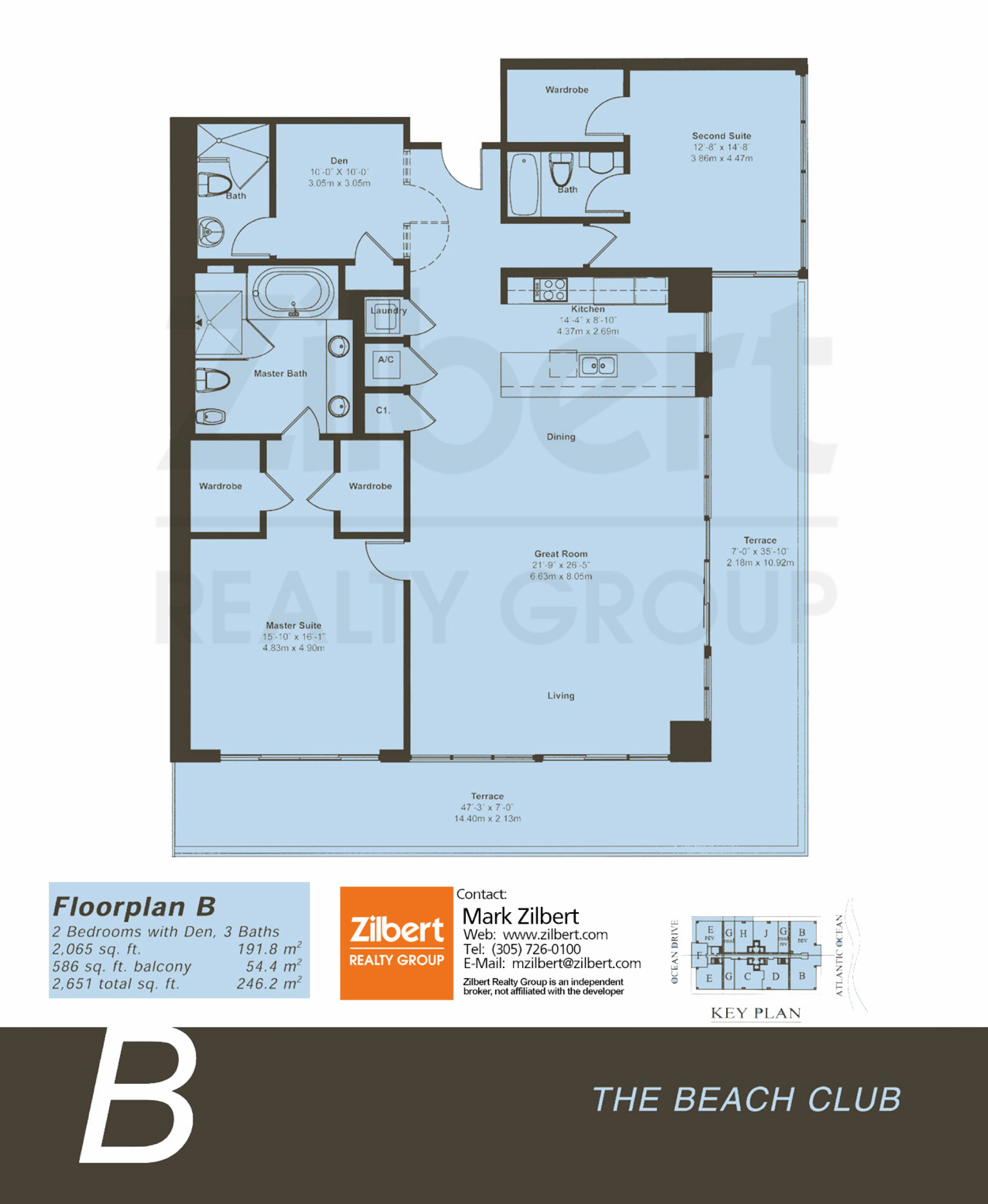 Floorplan B, Beach Club II unit 1402