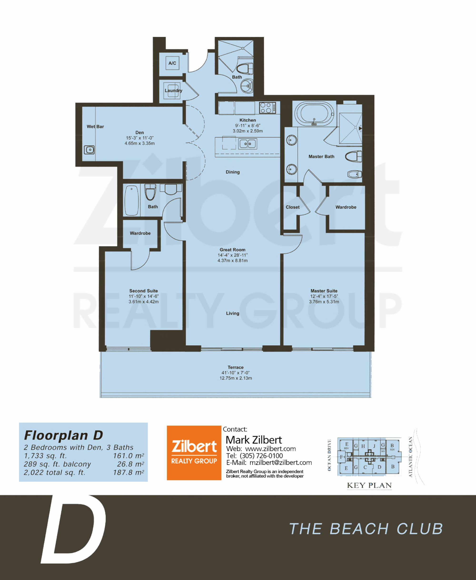 Floorplan D, Beach Club II unit 4003