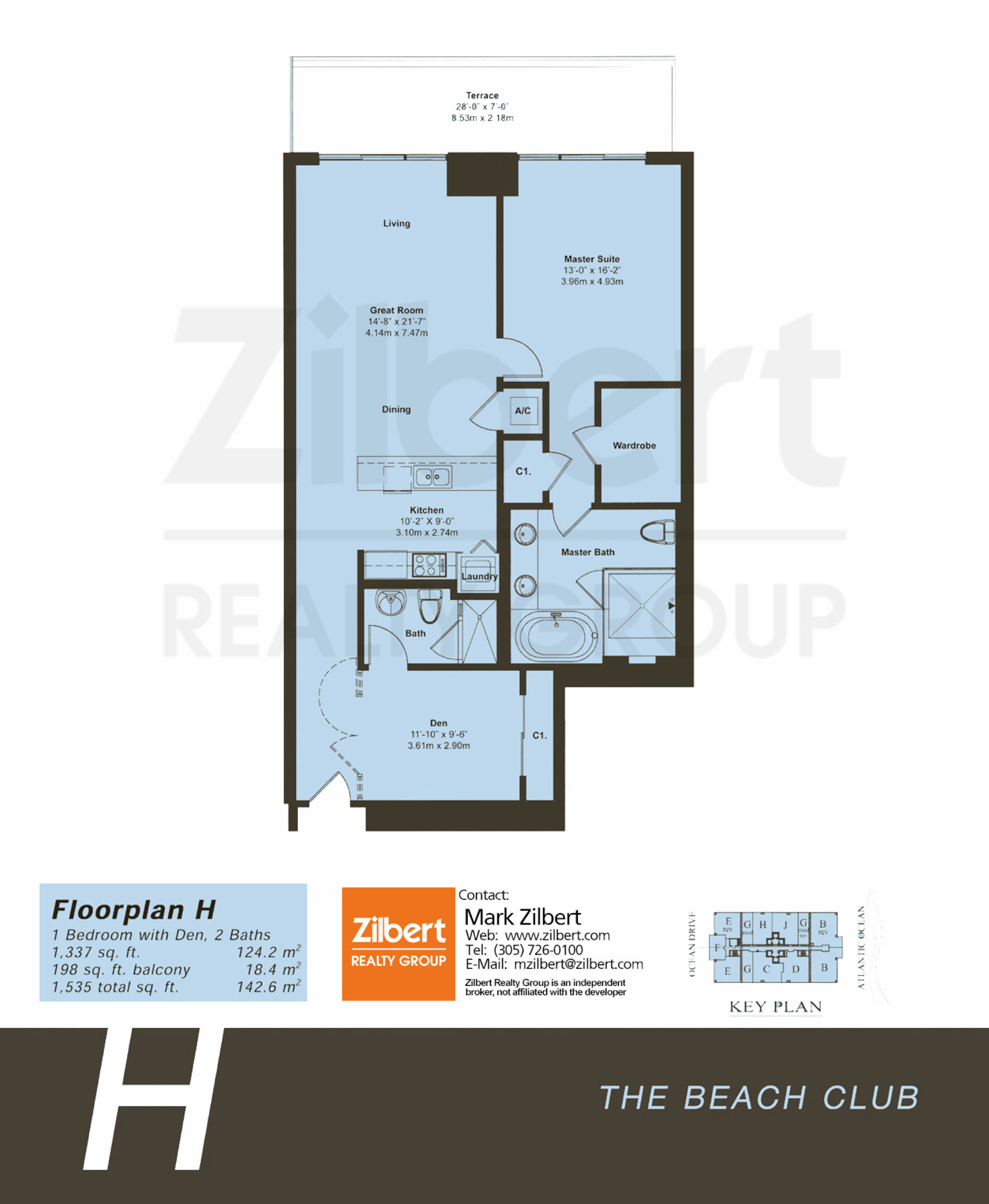 Floorplan H, Beach Club II unit 4010