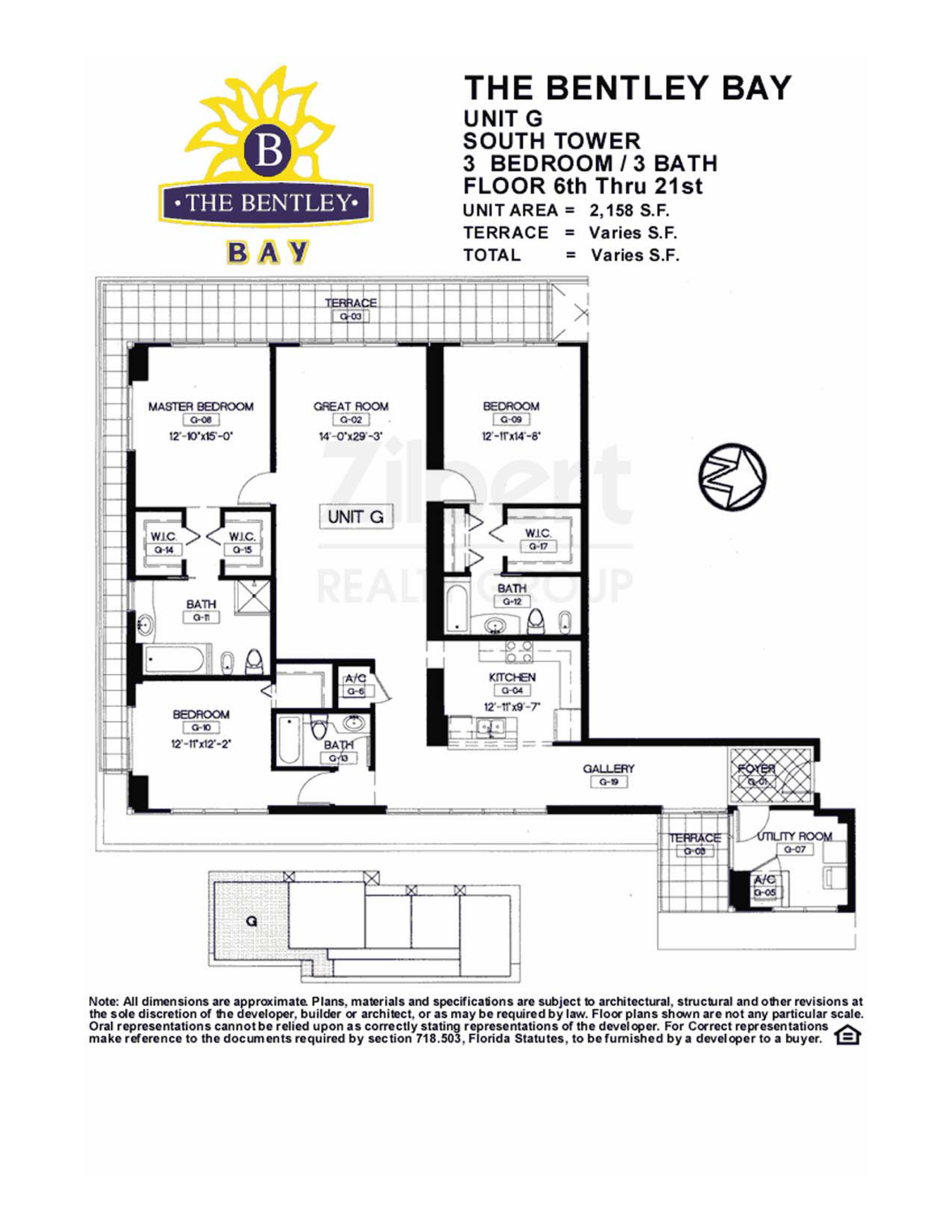 Floorplan G, Bentley Bay South unit 2101