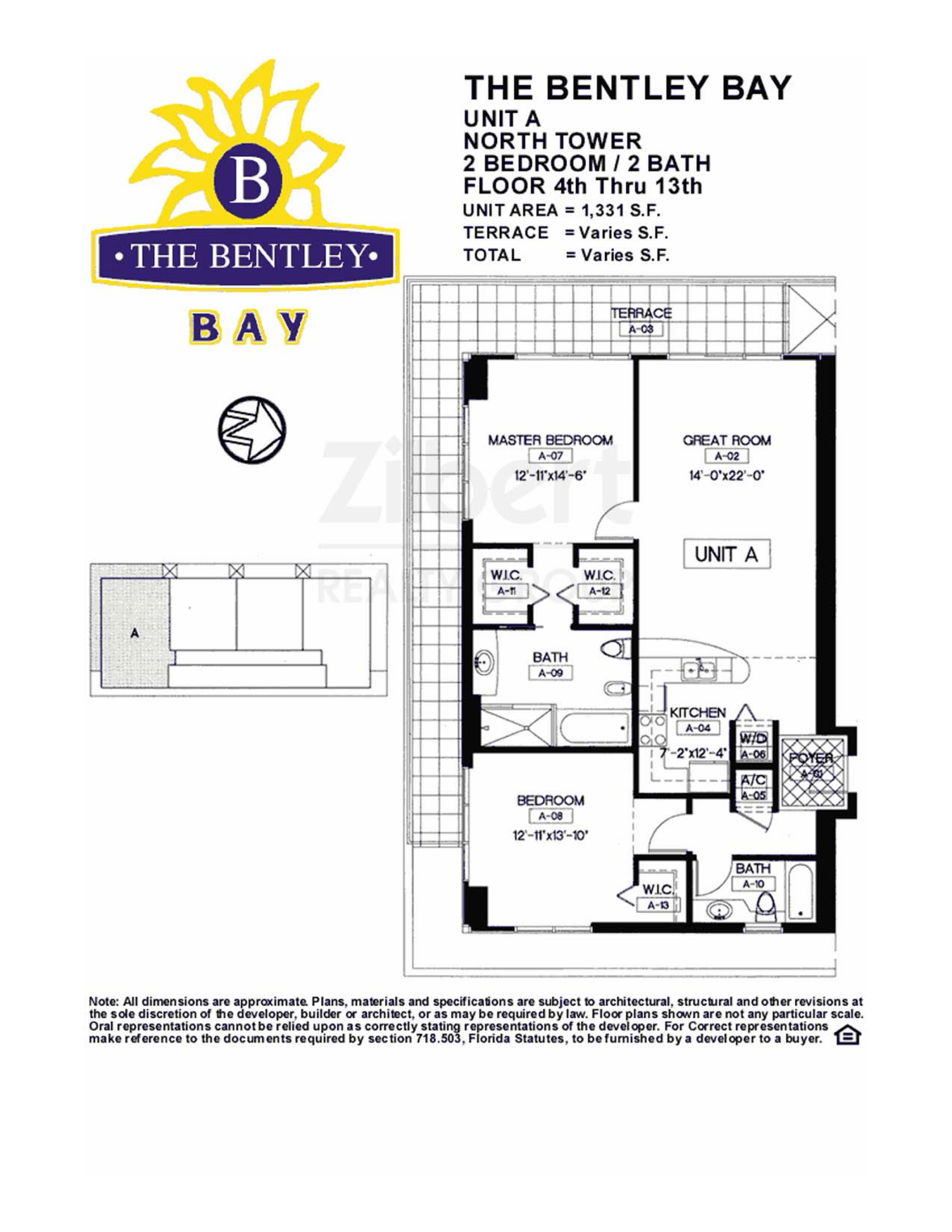 Floorplan A, Bentley Bay North unit 2311