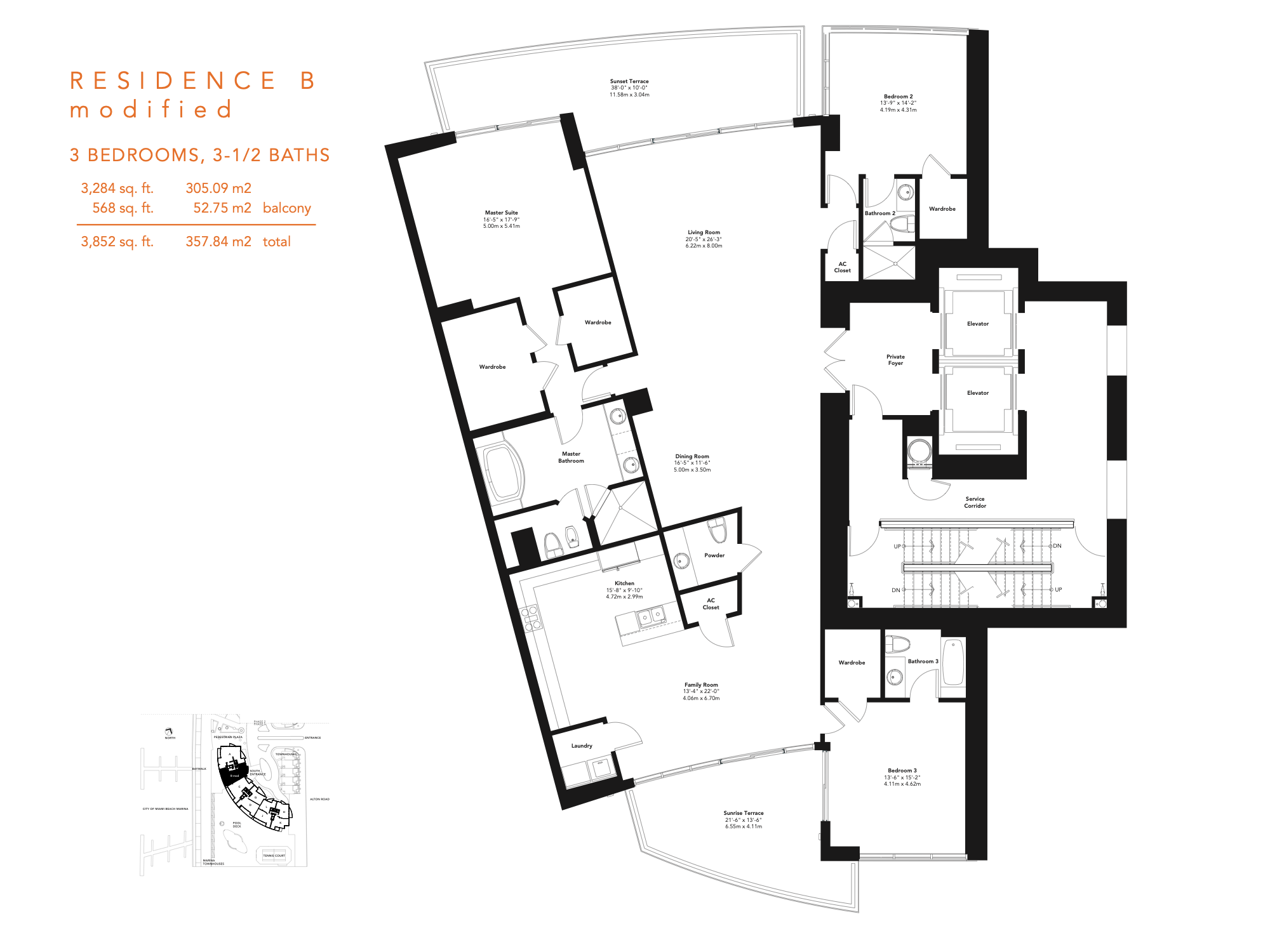 Floorplan Bm, Murano Grande unit 3103