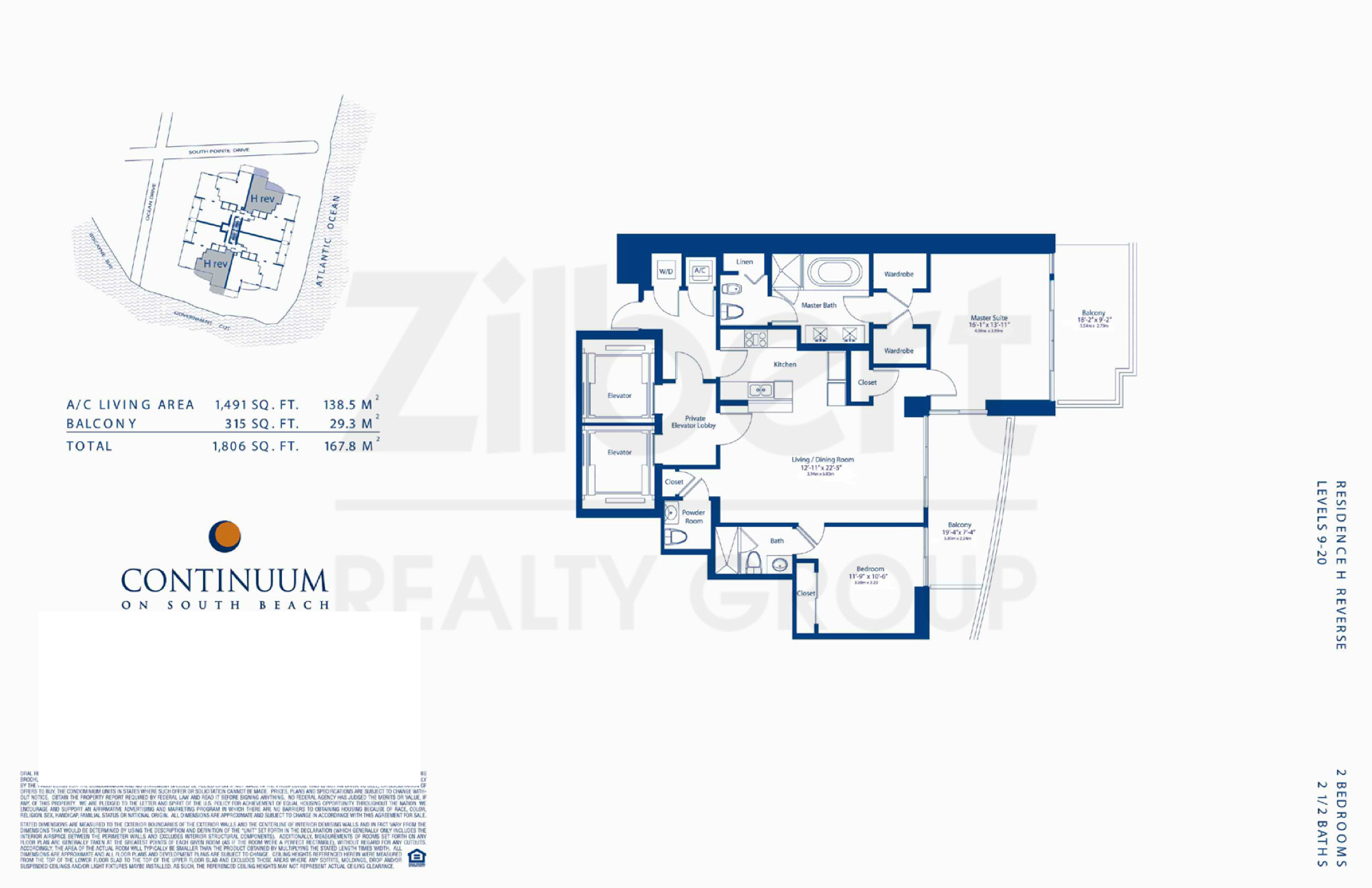 Continuum North Tower floorplan H-reversed