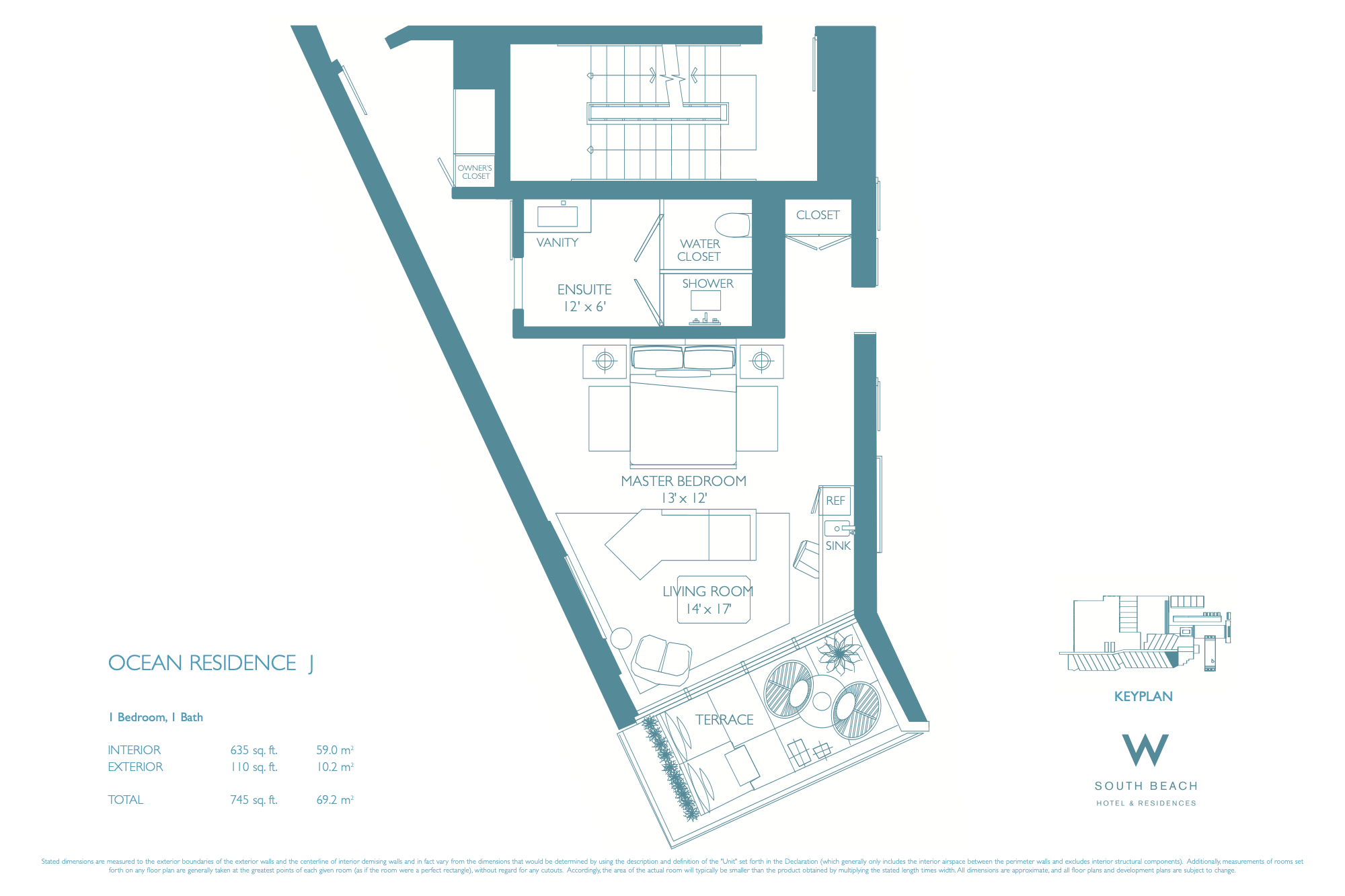 Floorplan J, 2201 Collins unit 807