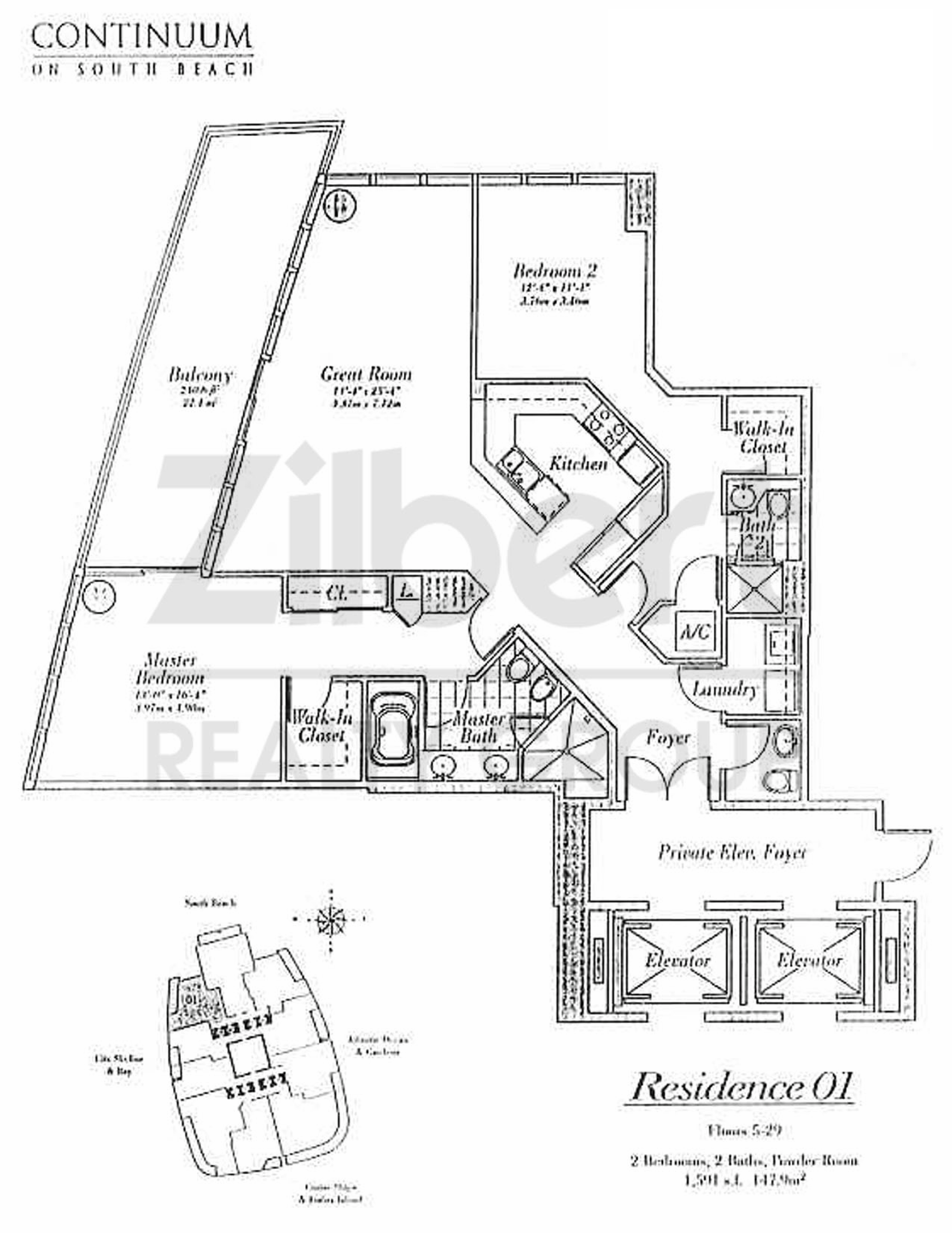 Floorplan 01, Continuum South Tower unit 1501