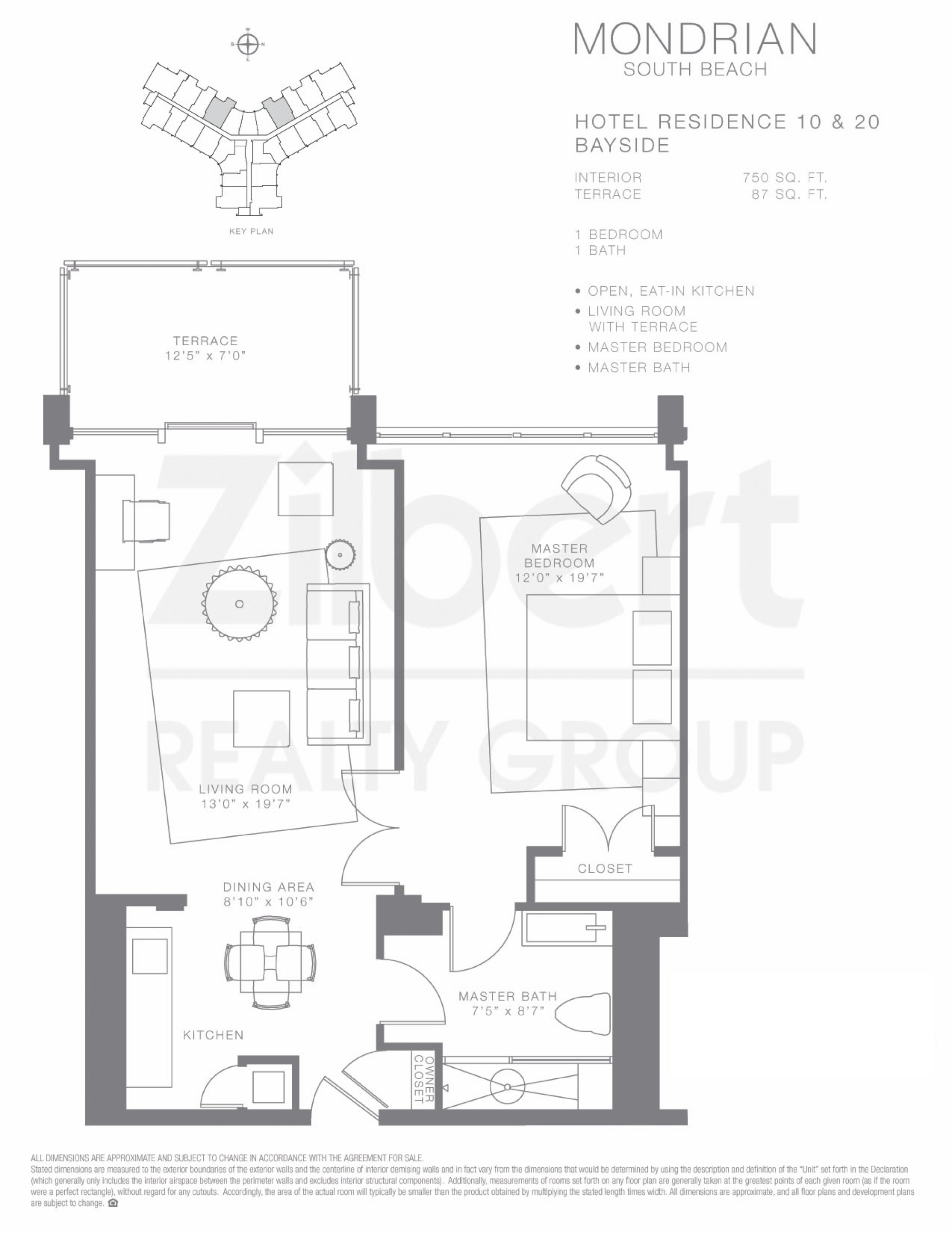 Floorplan 10, Mondrian South Beach unit 1510