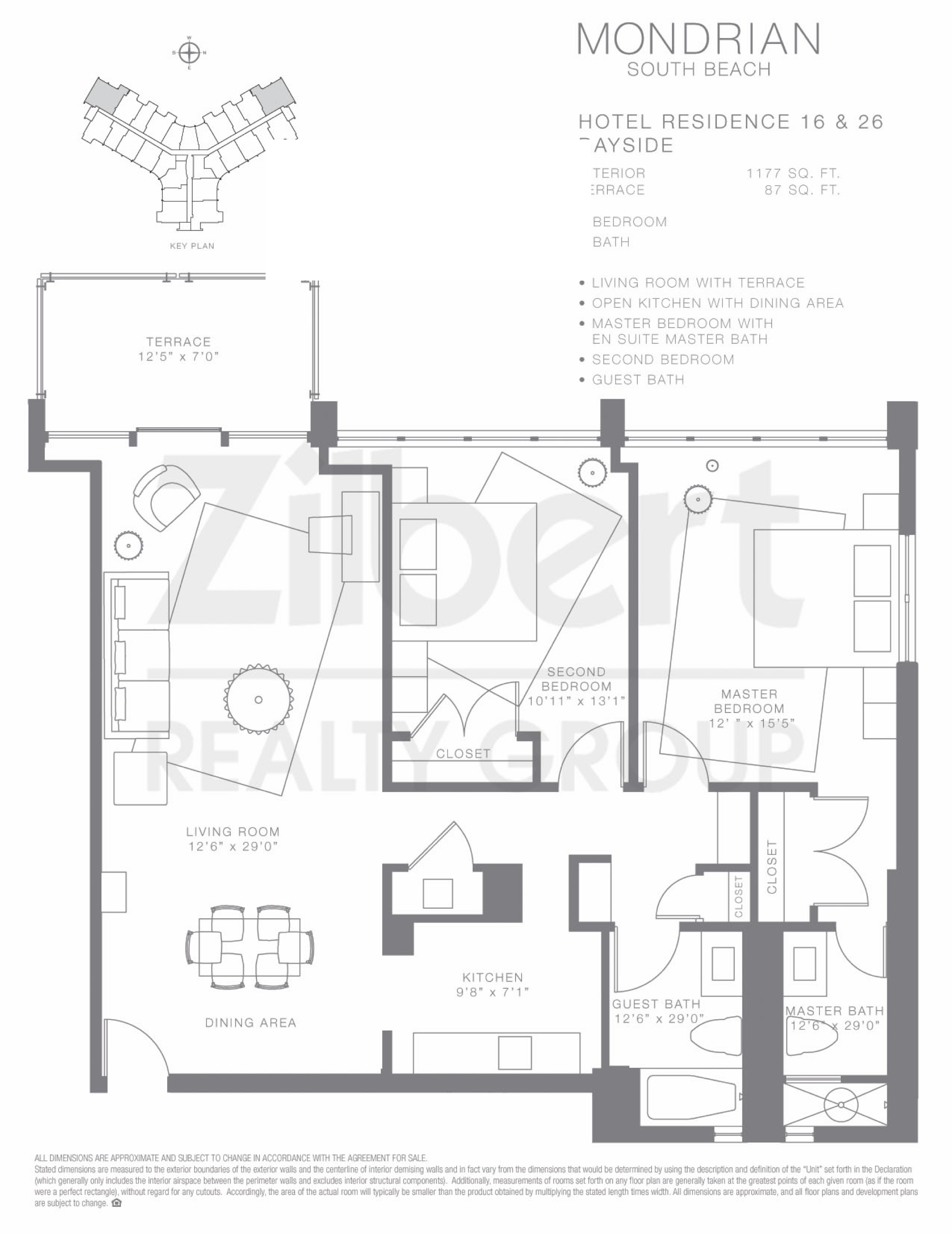 Floorplan 16, Mondrian South Beach unit 816