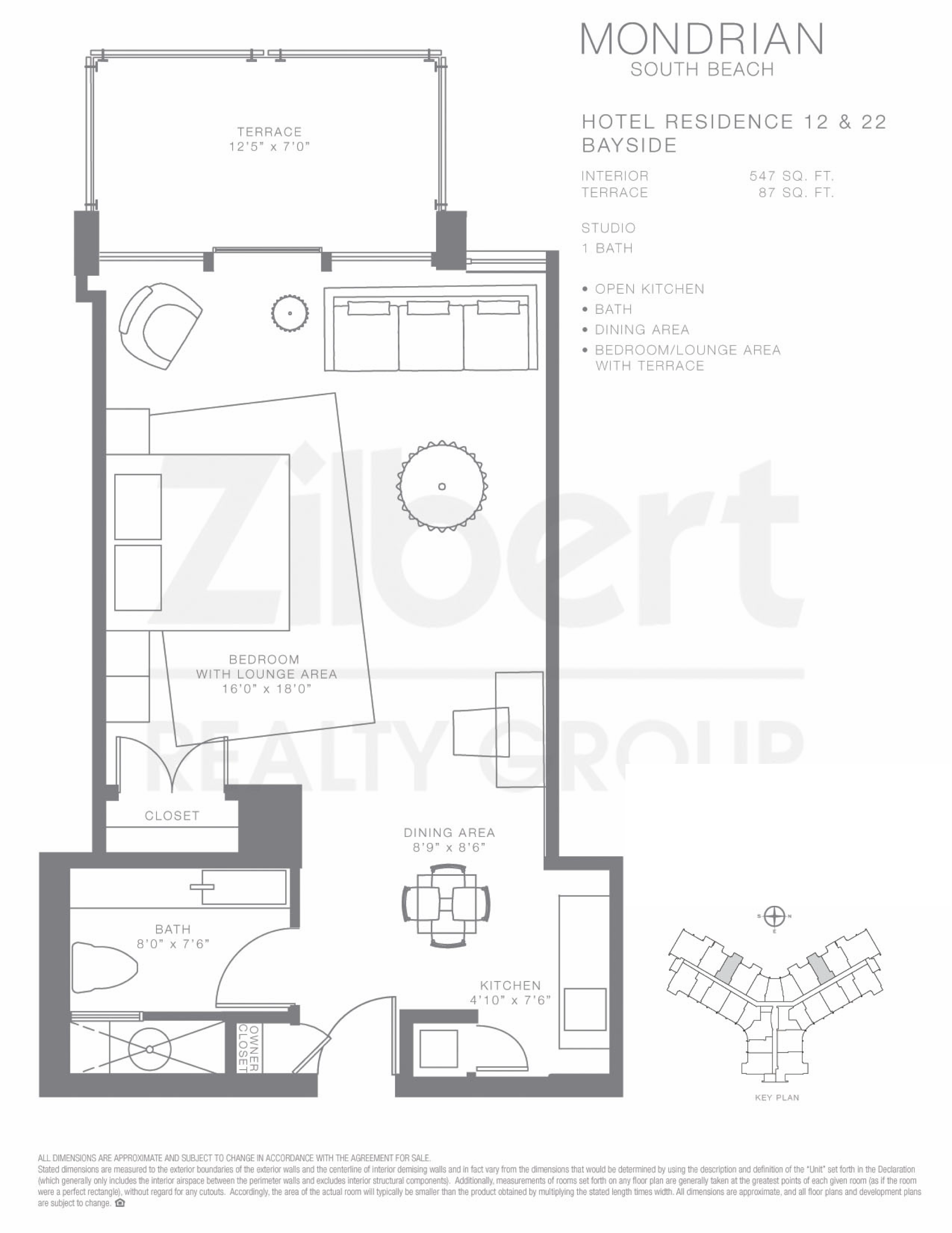 Floorplan 22, Mondrian South Beach unit 1522