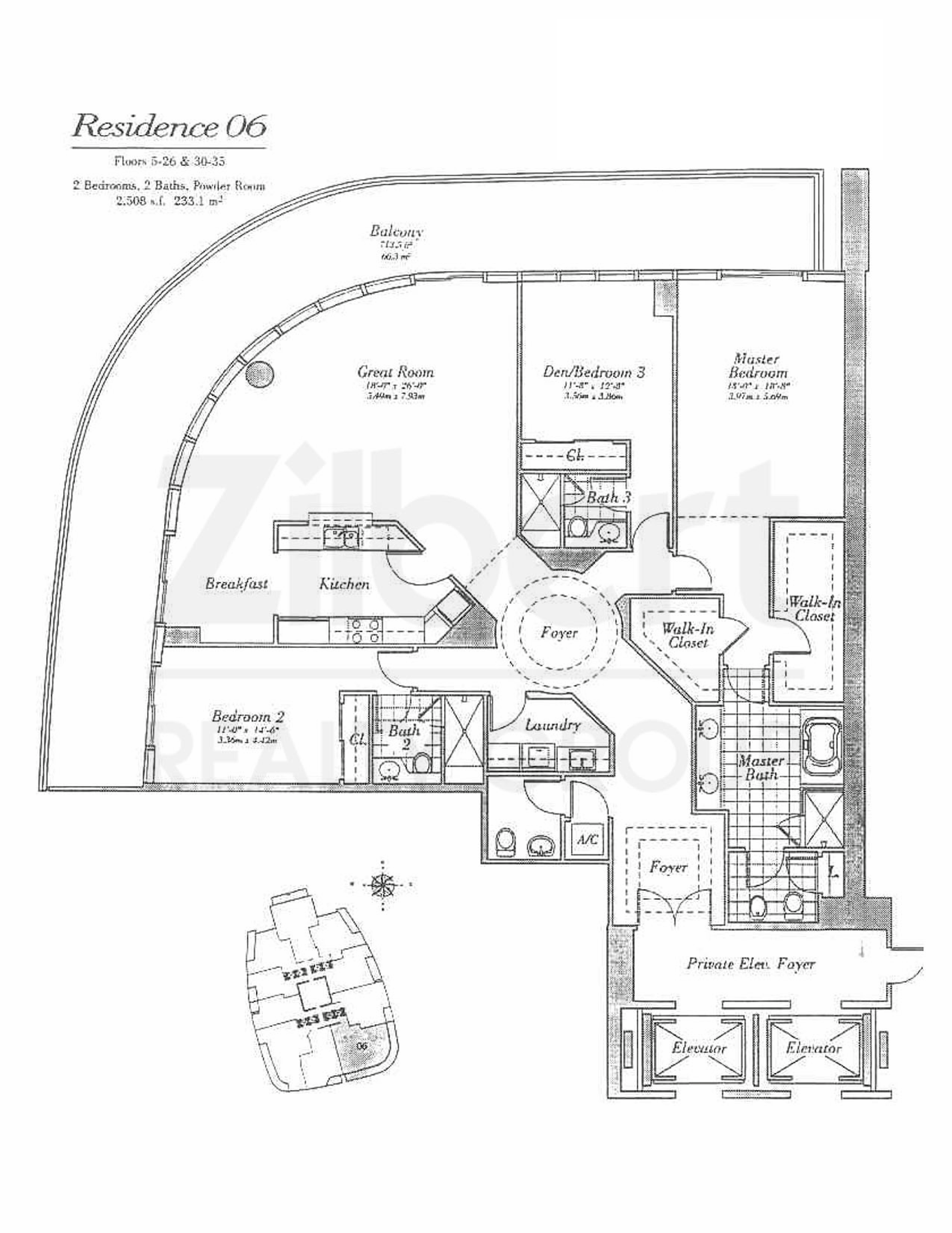 Floorplan 06, Continuum South Tower unit 606