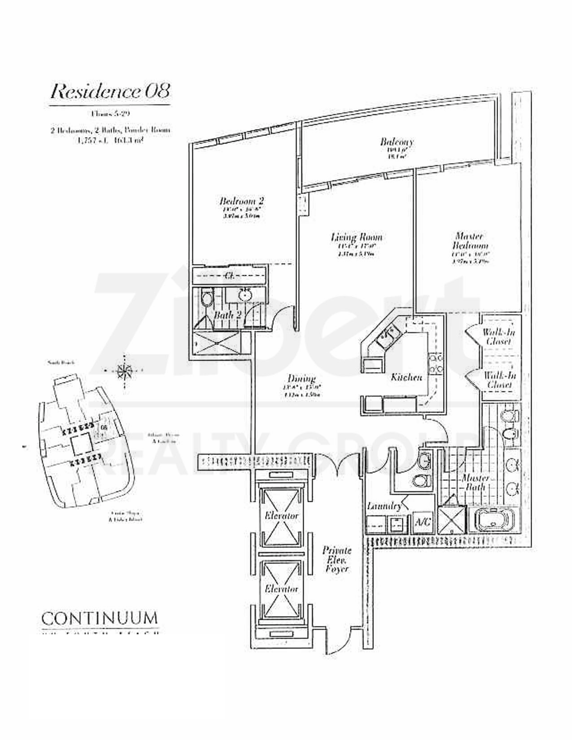 Floorplan 08, Continuum South Tower unit 2208