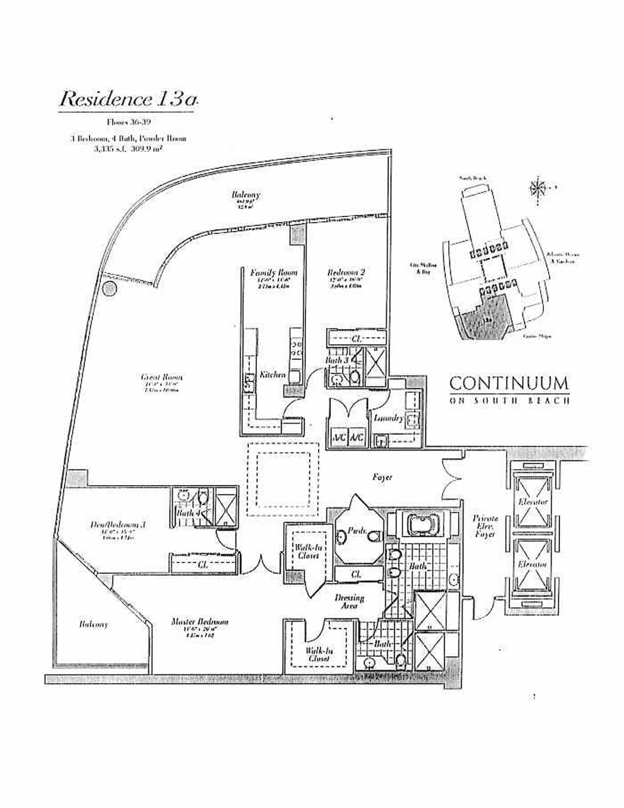 Continuum South Tower floorplan 13a