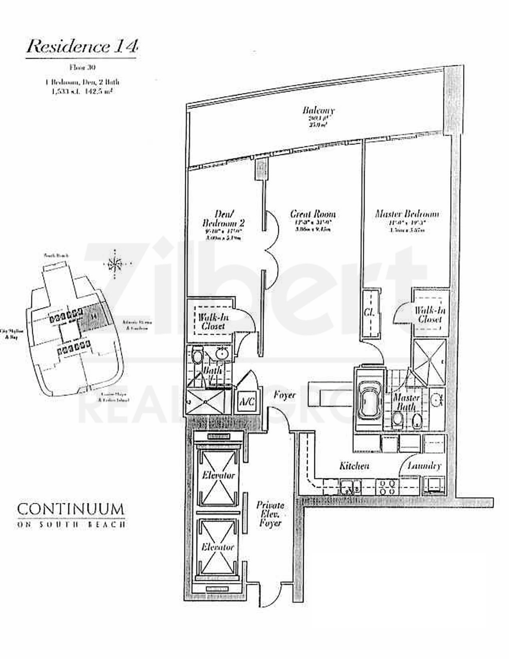 Continuum South Tower floorplan 14