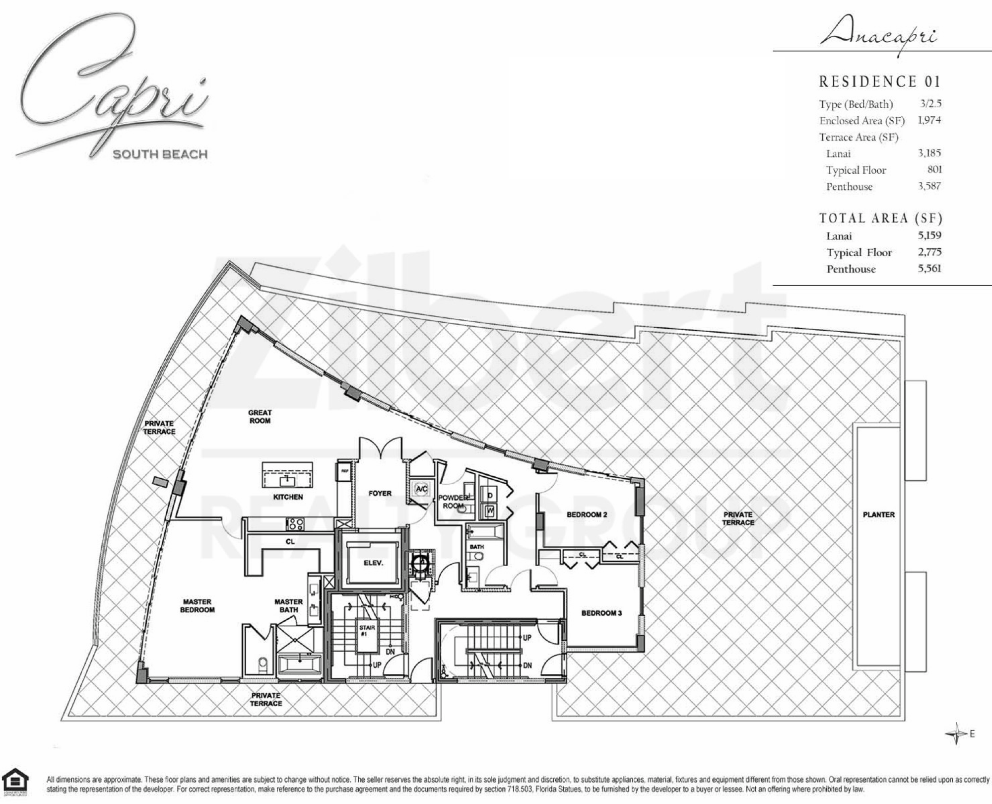 Floorplan 01, Capri South Beach - Ana Capri unit 501